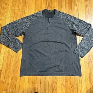Lululemon Shirt Mens XL Metal Vent Tech Long Sleeve Henley Gray Performance